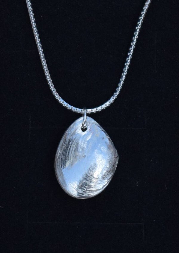 Pure Silver Whole Baltic Tellin Shell Pendant