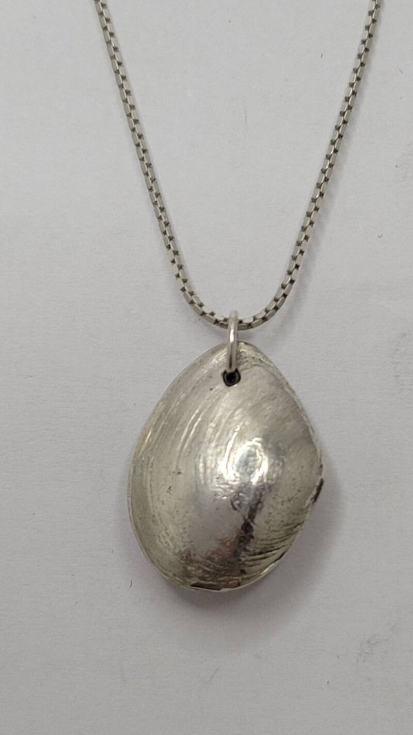 Pure Silver Large Complete Baltic Tellin Shell Pendant