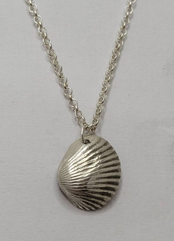 Pure Silver Half Cockle Shell Pendant