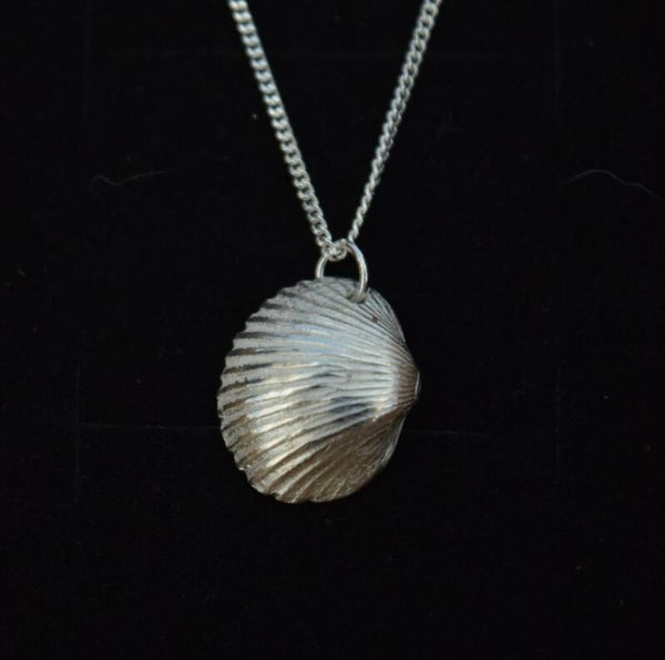 Pure Silver Half Cockle Shell Pendant