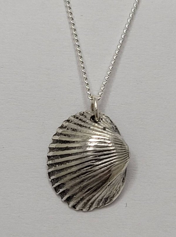 Pure Silver Half Cockle Shell Pendant