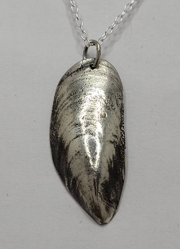 Pure Silver Half Mussel Shell Pendant