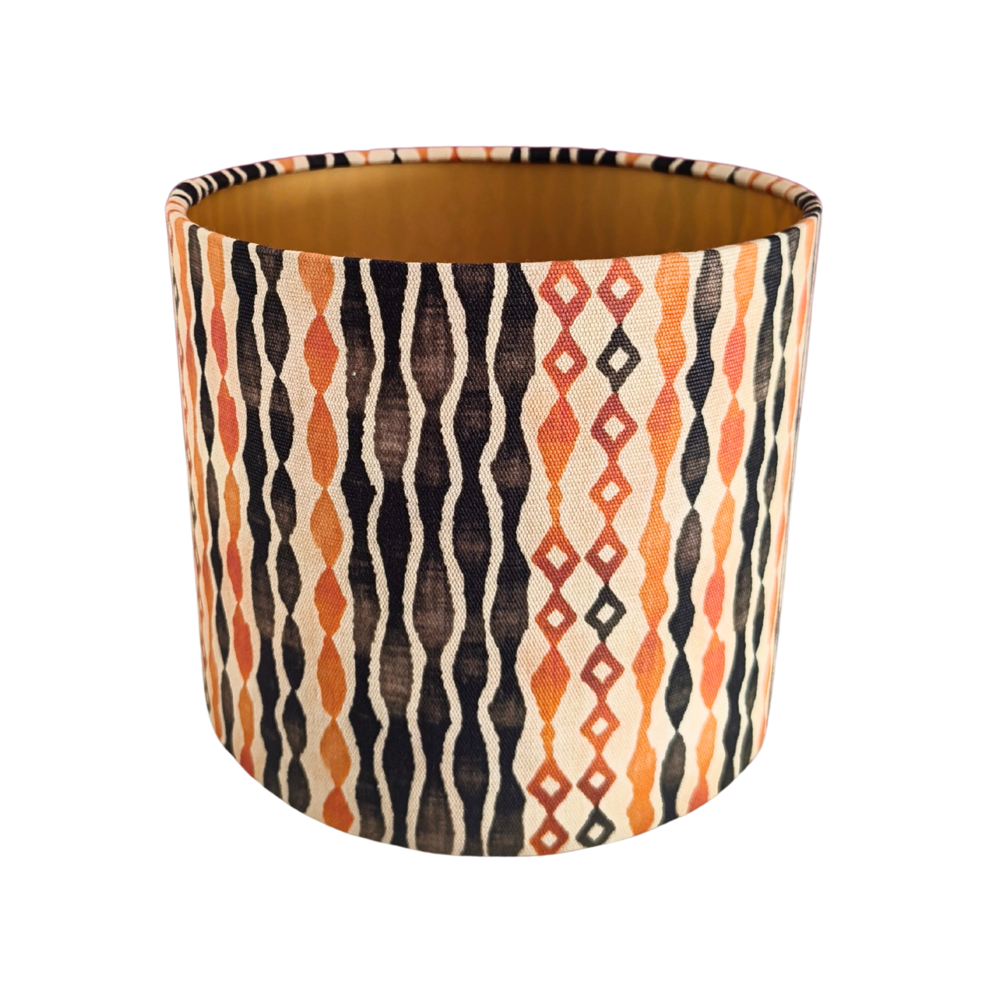 Lampenkap etnische print zwart/oranje Ø 25 cm