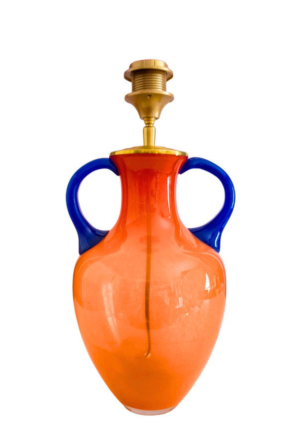 Lampenvoet oranje met blauwe oren