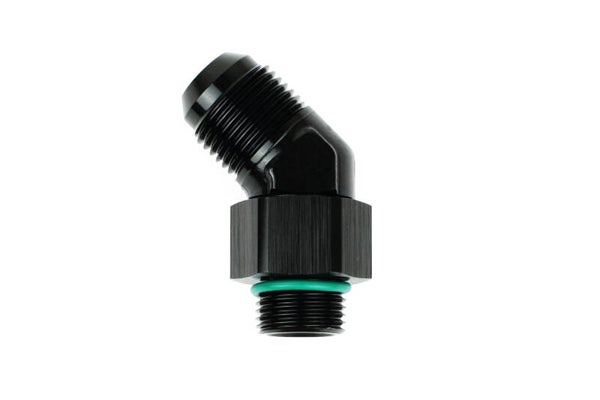 RaceFlux 45-Degree Swivel O-Ring Boss to AN Male Flare Adapter Fitting