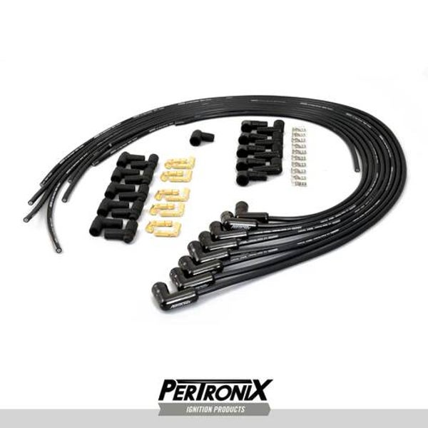 Pertronix Flame-Thrower 8mm MAGx2 black ceramic 90° boot wires, 8 cyl, uni