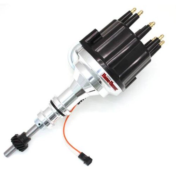 Pertronix Flame-Thrower billet magnetic trigger distributor Ford SB 289-302 with vacuüm advance.