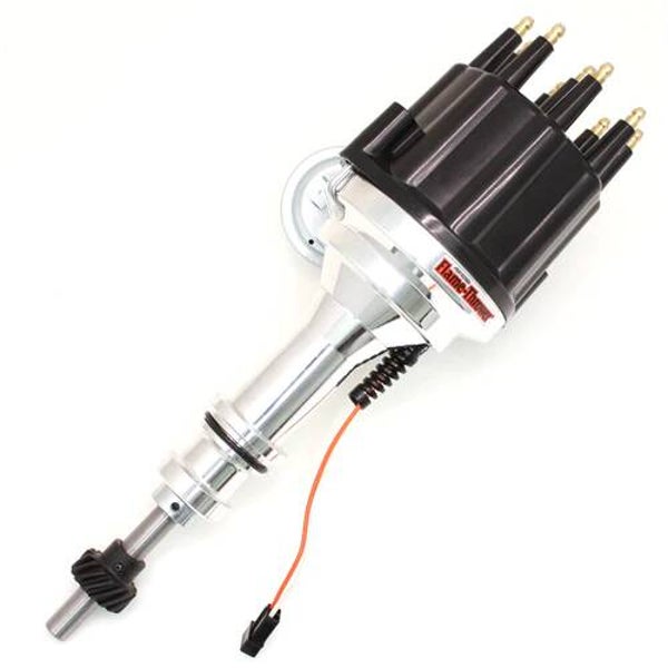 Pertronix Flame-Thrower billet magnetic trigger distributor Ford SB 351W with vacuüm advance.