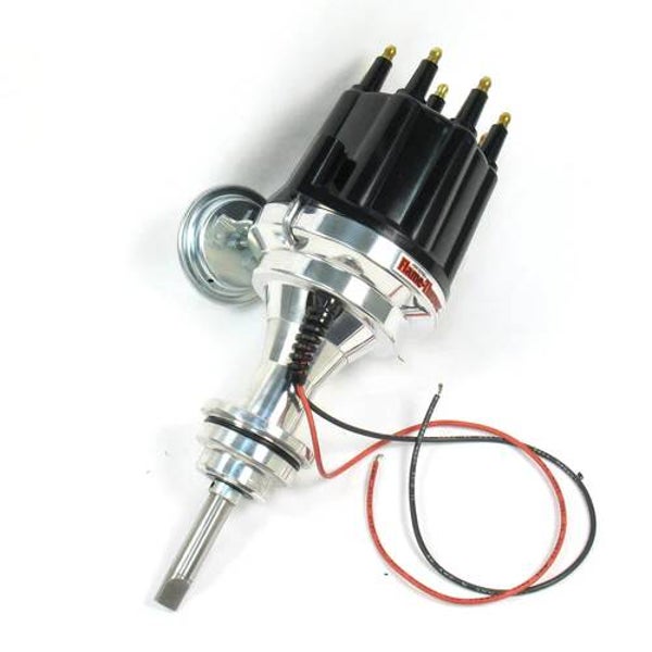 Pertronix Flame-Thrower billet Ignitor III distributor Mopar 383-400, with vacuüm advance.