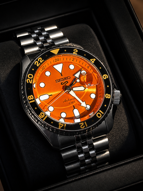 Seiko 5 Sports GMT Automatic Orange Dial Men's Watch SSK005K1