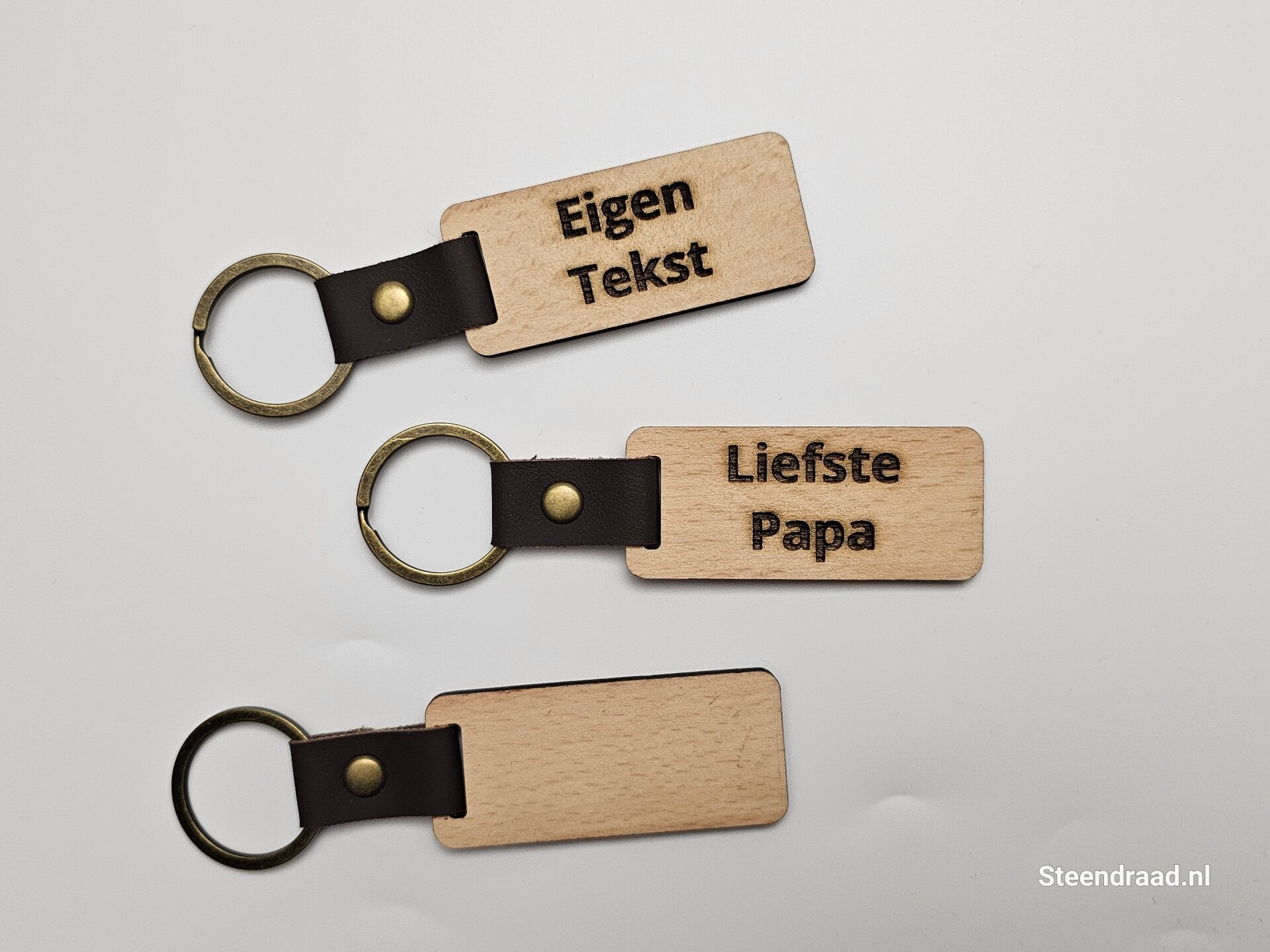 Sleutelhanger Rechthoek met Lerenbandje