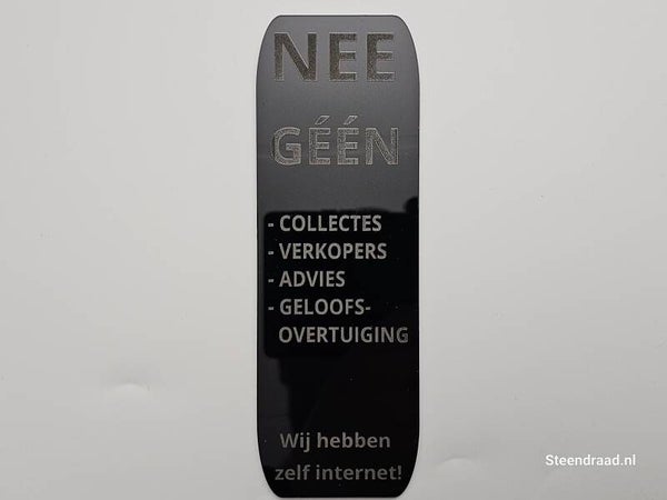 Deurbordje 'NEE'