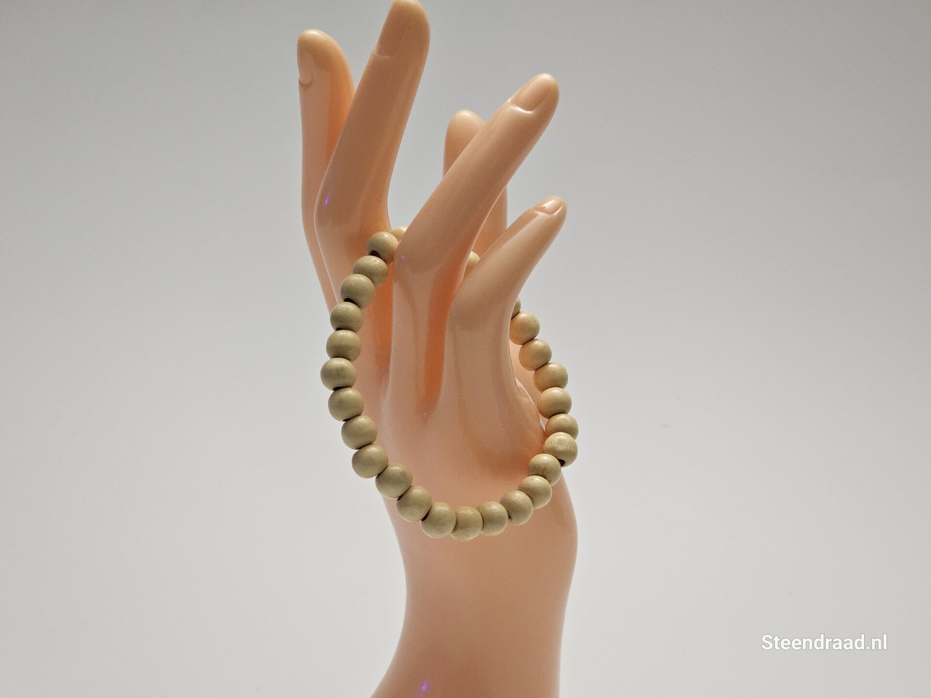 Houten Kralen Armband Beige