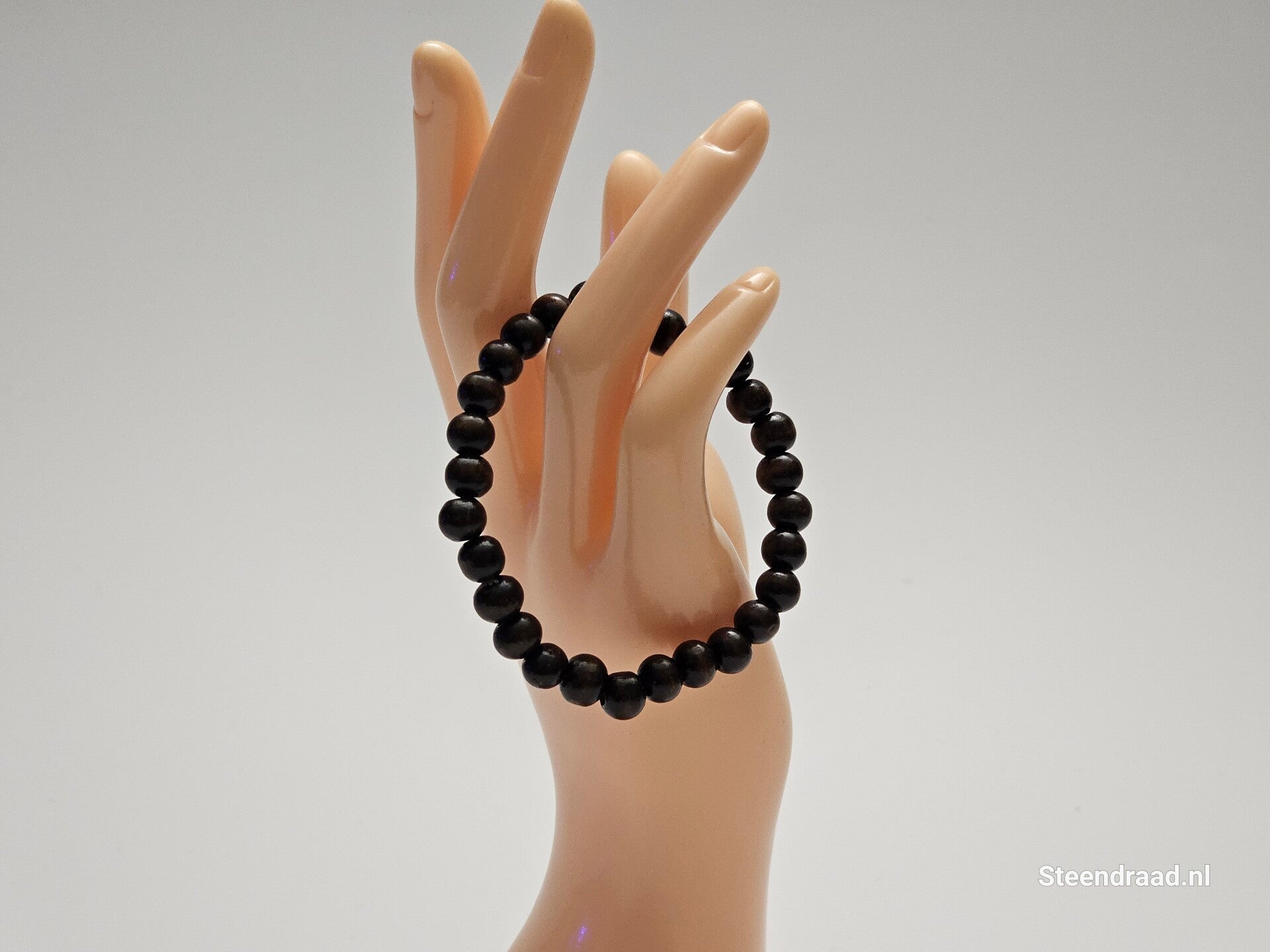 Houten Kralen Armband Donker Bruin