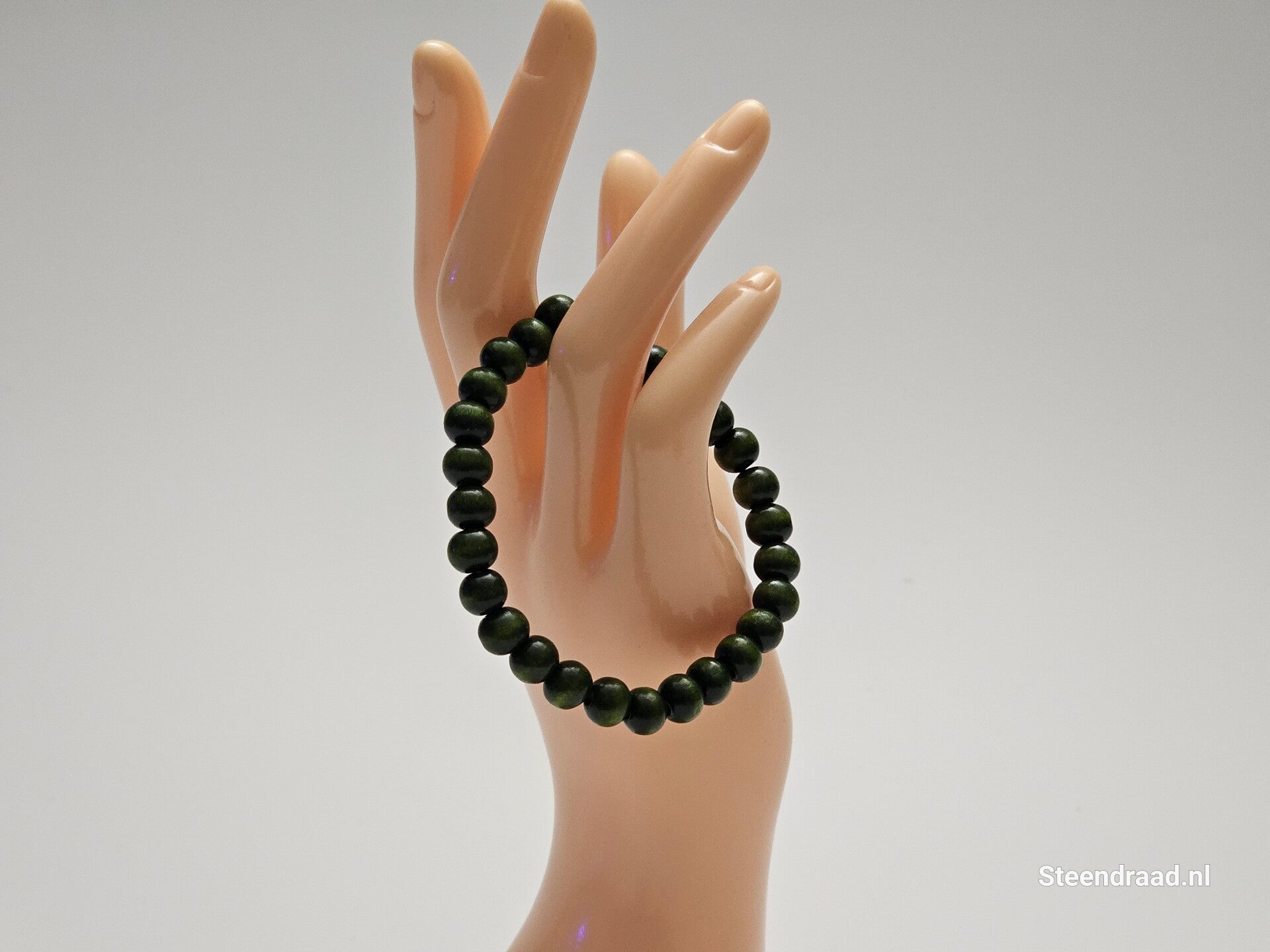 Houten Kralen Armband Donker Groen