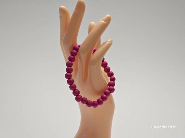 Houten Kralen Armband Donker Roze