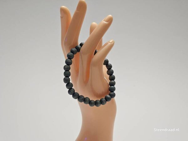 Houten Kralen Armband Grijs