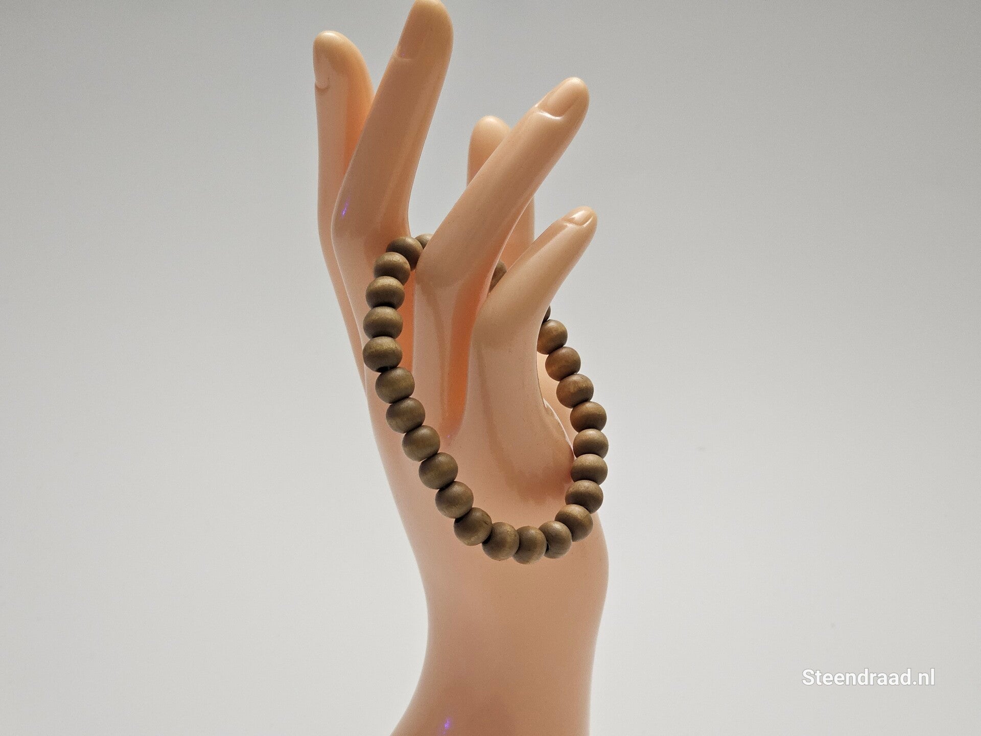 Houten Kralen Armband Taupe