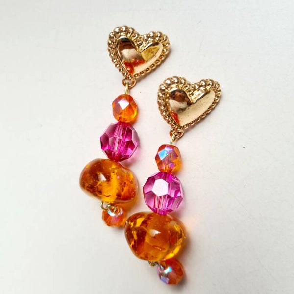 Oorbellen golden pink