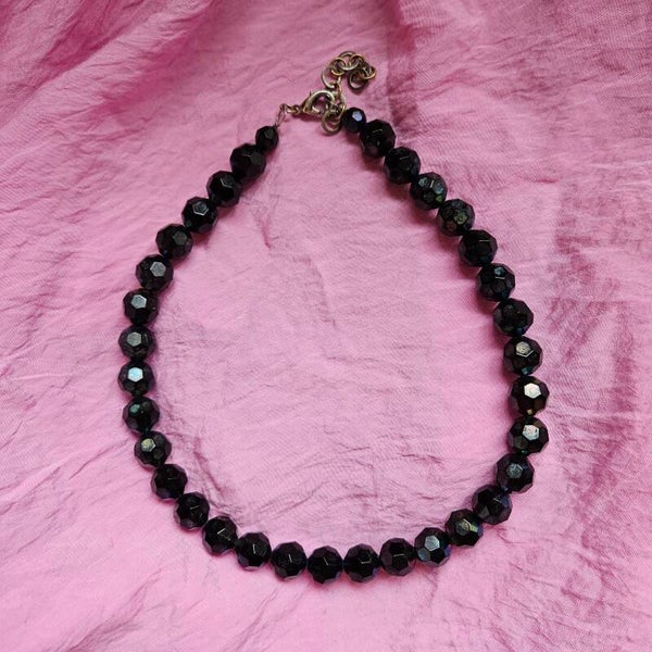 Ketting vintage zwarte kraal