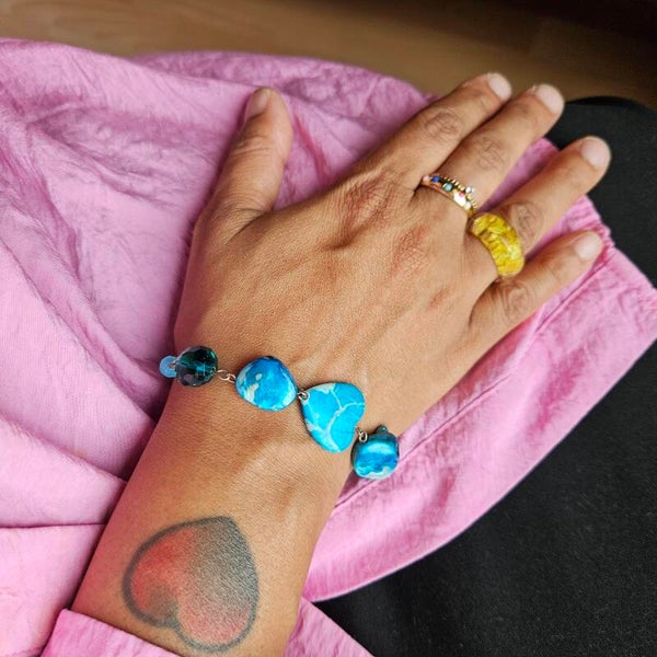 Armband turquoise hart