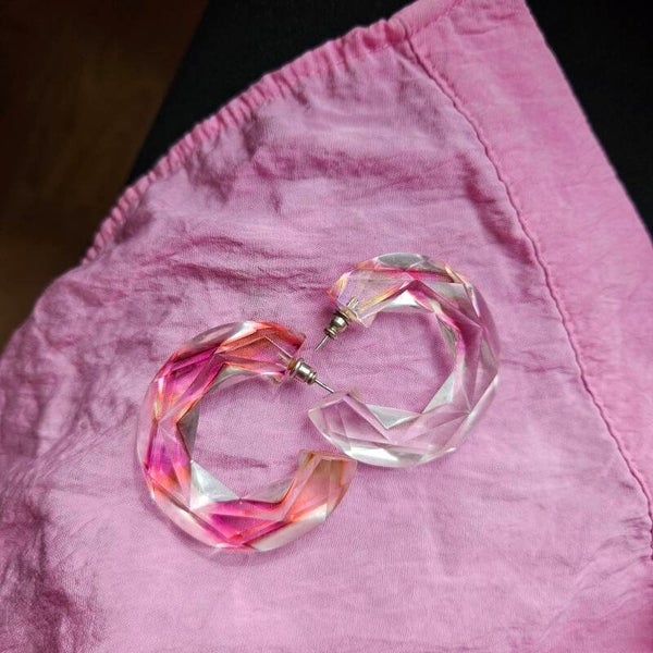Oorbellen vintage transpant pink