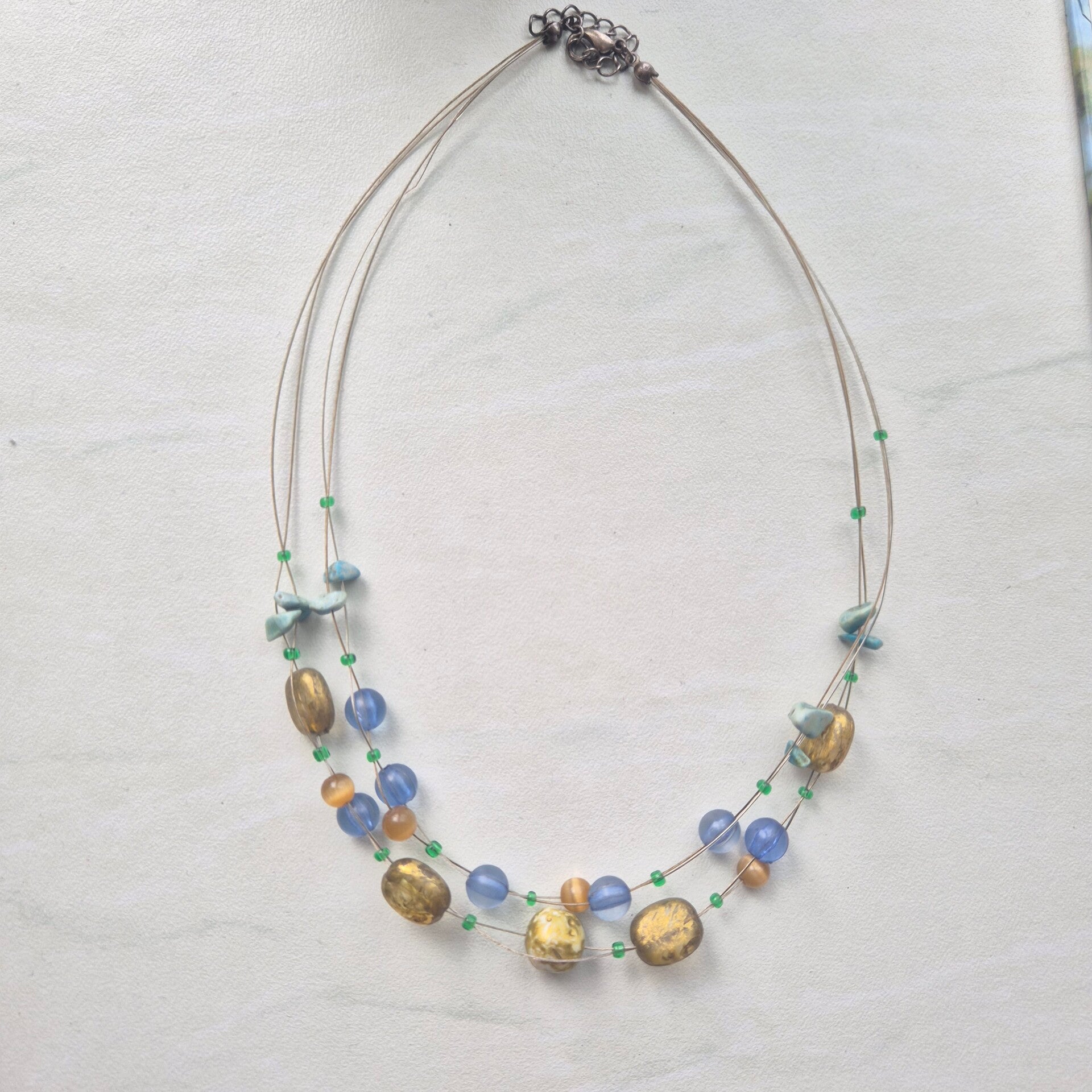 Ketting Mint en gouden kralen