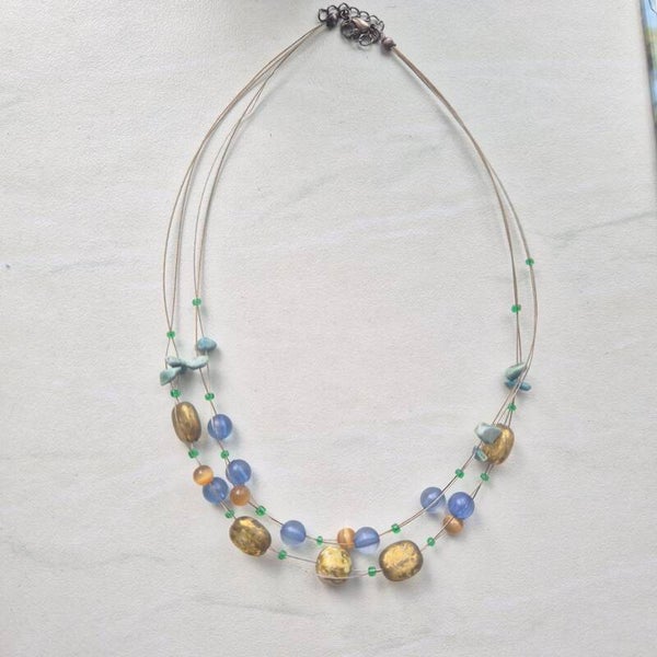 Ketting Mint en gouden kralen