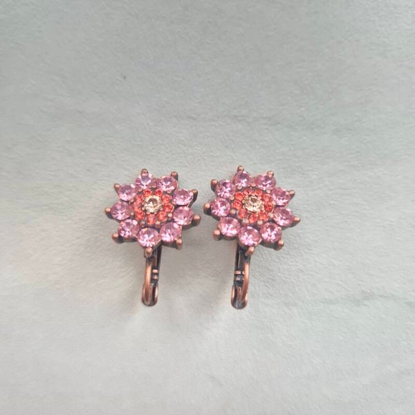 Prachtige oorbellen strass steentjes roze