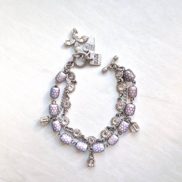 Vintage Otazu Statement Armband – Lilac Beads & Sparkling Crystals