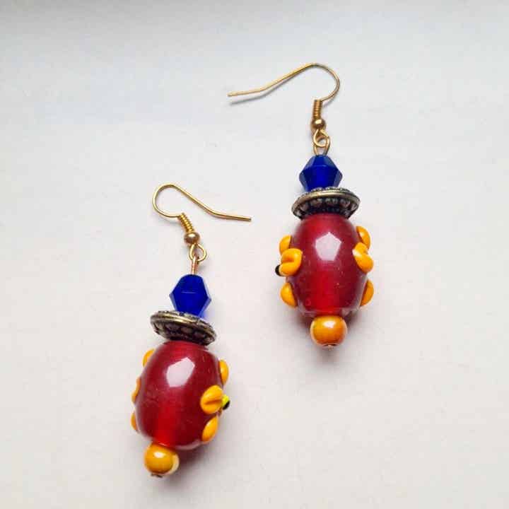 Oorbellen red boho