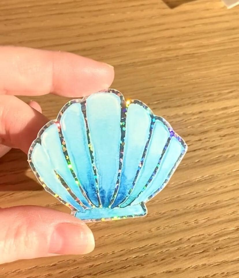 Sticker pailleté coquillage