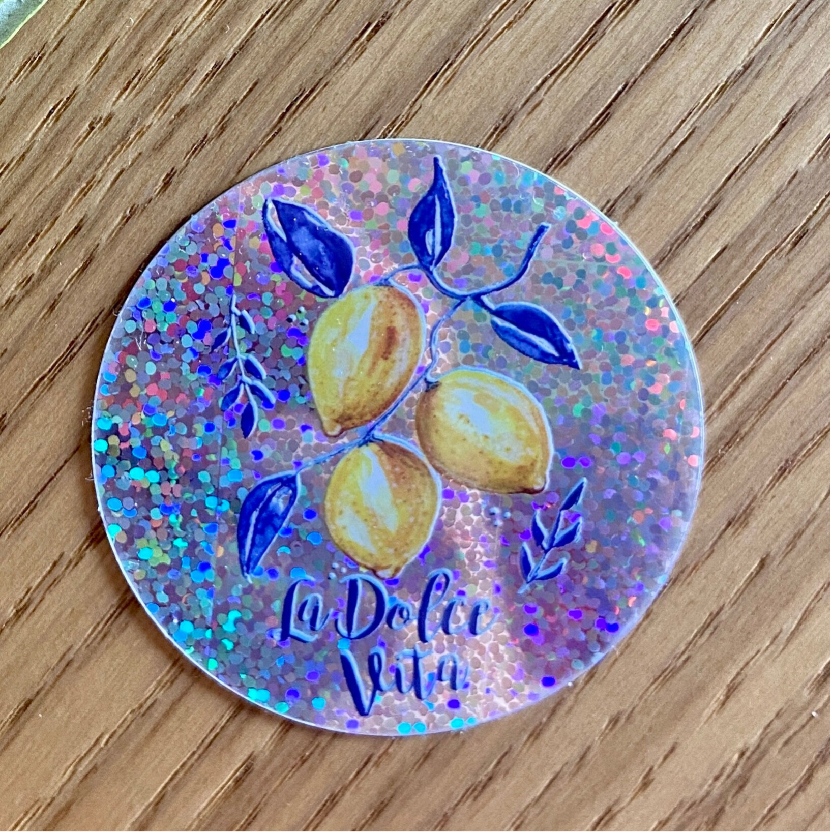Grand Sticker pailleté « La Dolce Vita – Citrons »