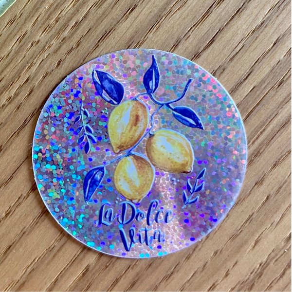 Grand Sticker pailleté « La Dolce Vita – Citrons »
