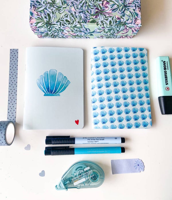 Minis carnets collection coquillage bleu