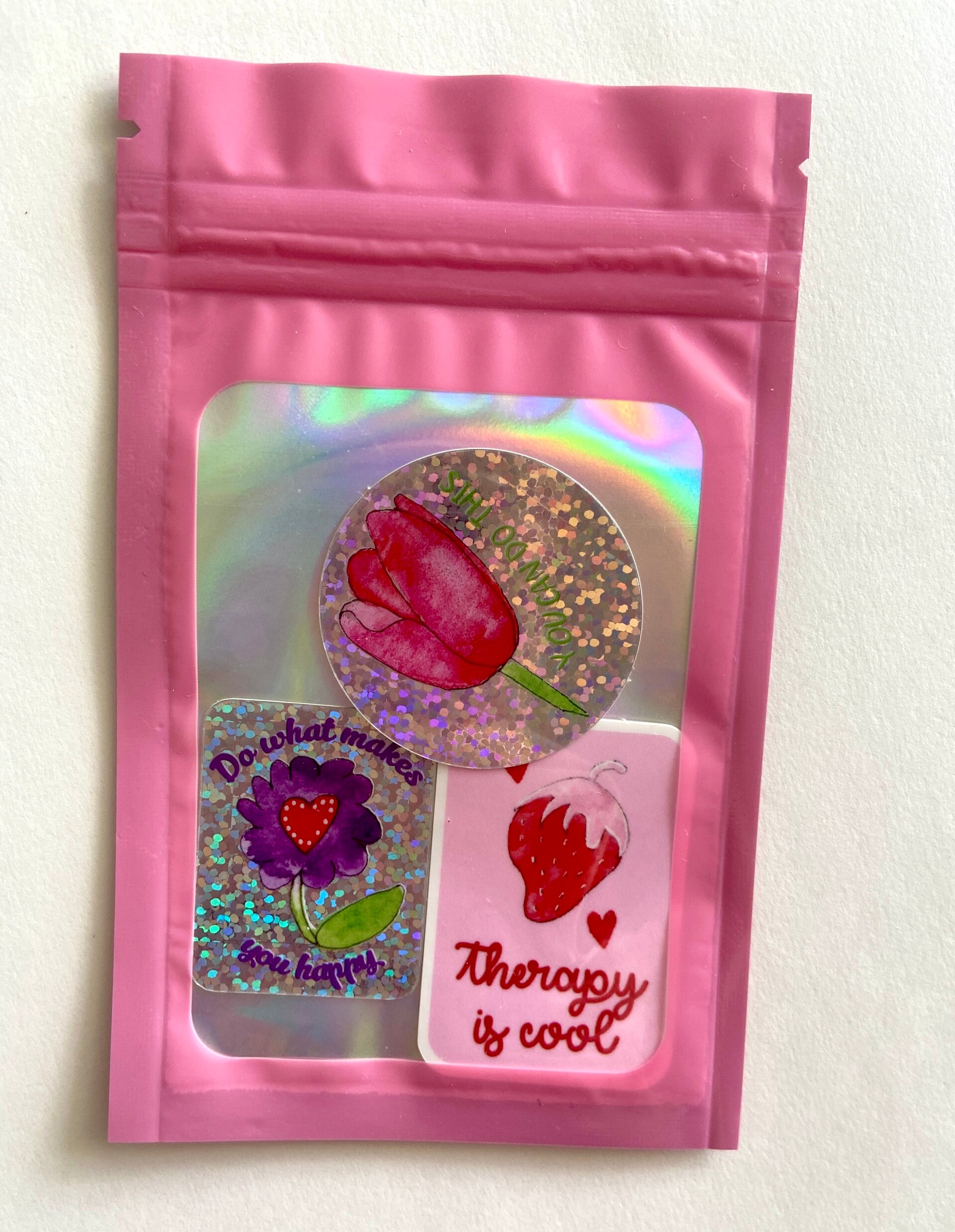 Lot de 3 stickers pailletés bien-être