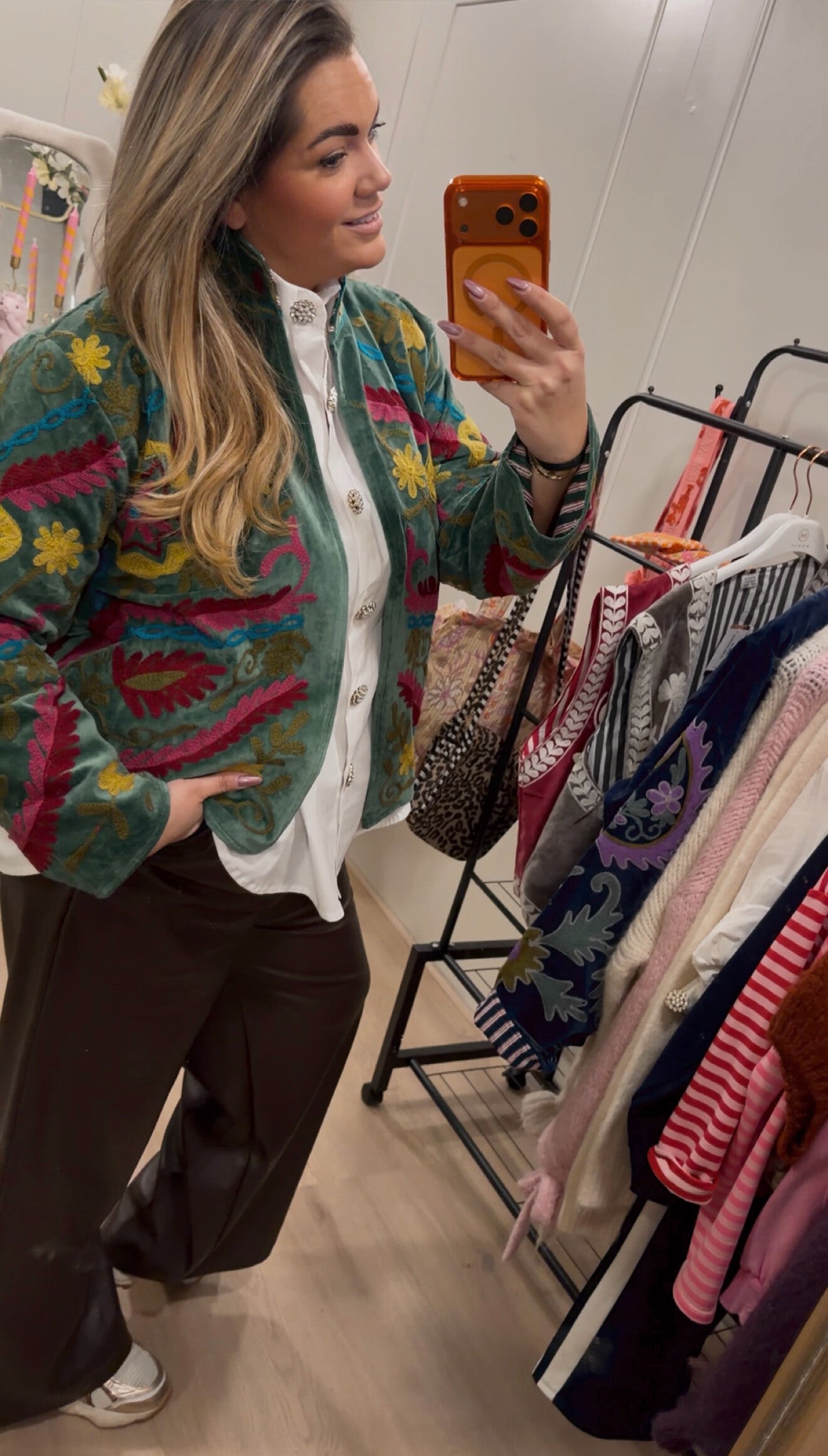 Velvet Suzani Ibiza Boho Jasje groen roze