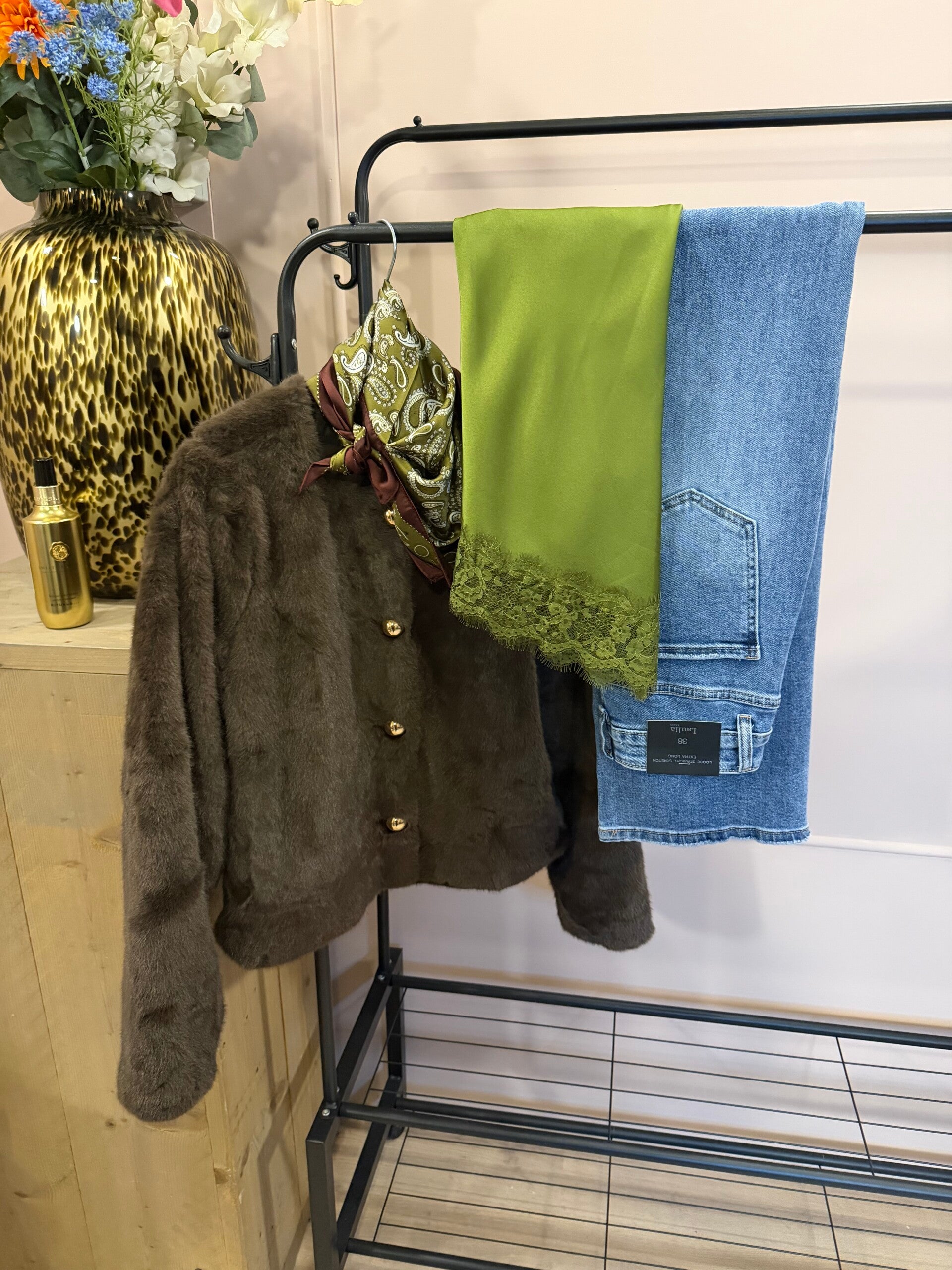 Satin Lace Top Green