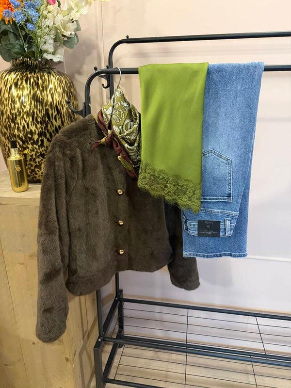 Satin Lace Top Green