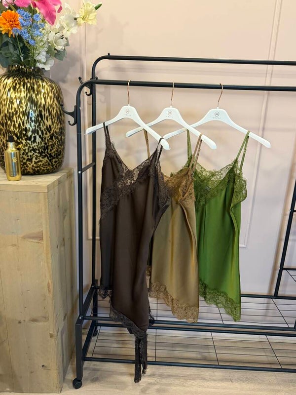 Satin Lace Top bruin