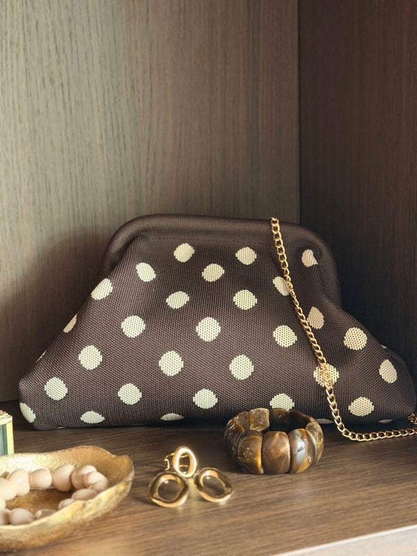 Crossbody Bag Bruin met stippen.