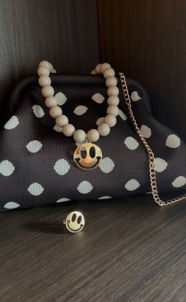 Kralen Ketting 15mm Beige.