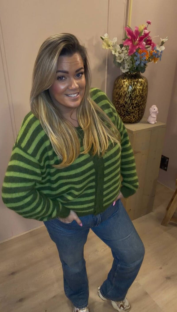Stripe Cardigan Azzurro Green