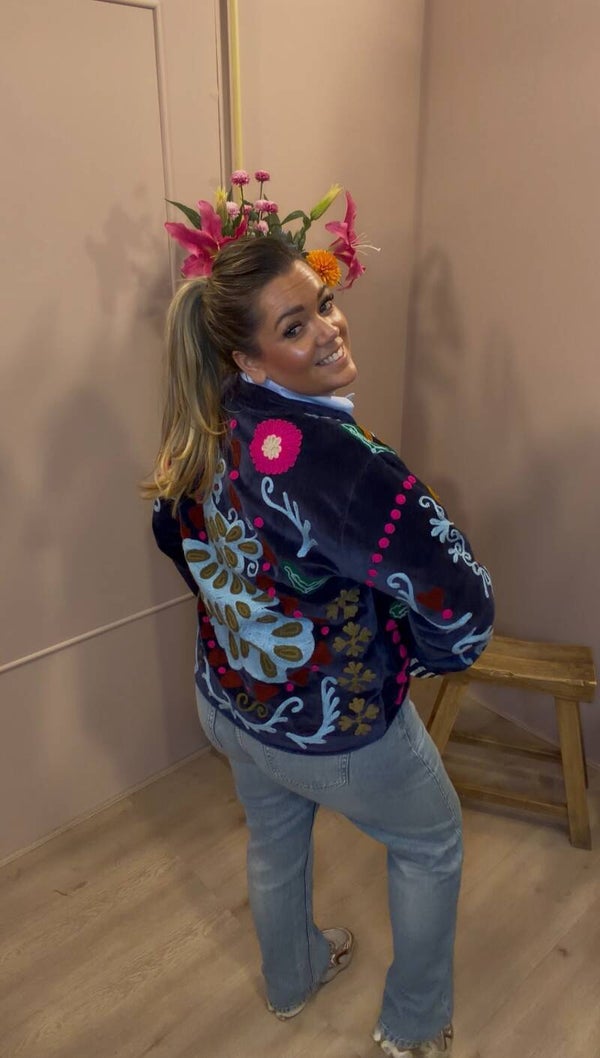 Velvet jacket peacock blue