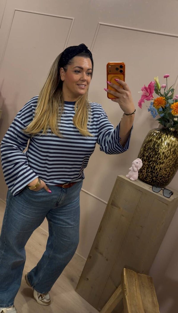Blauwe longsleeve streep top