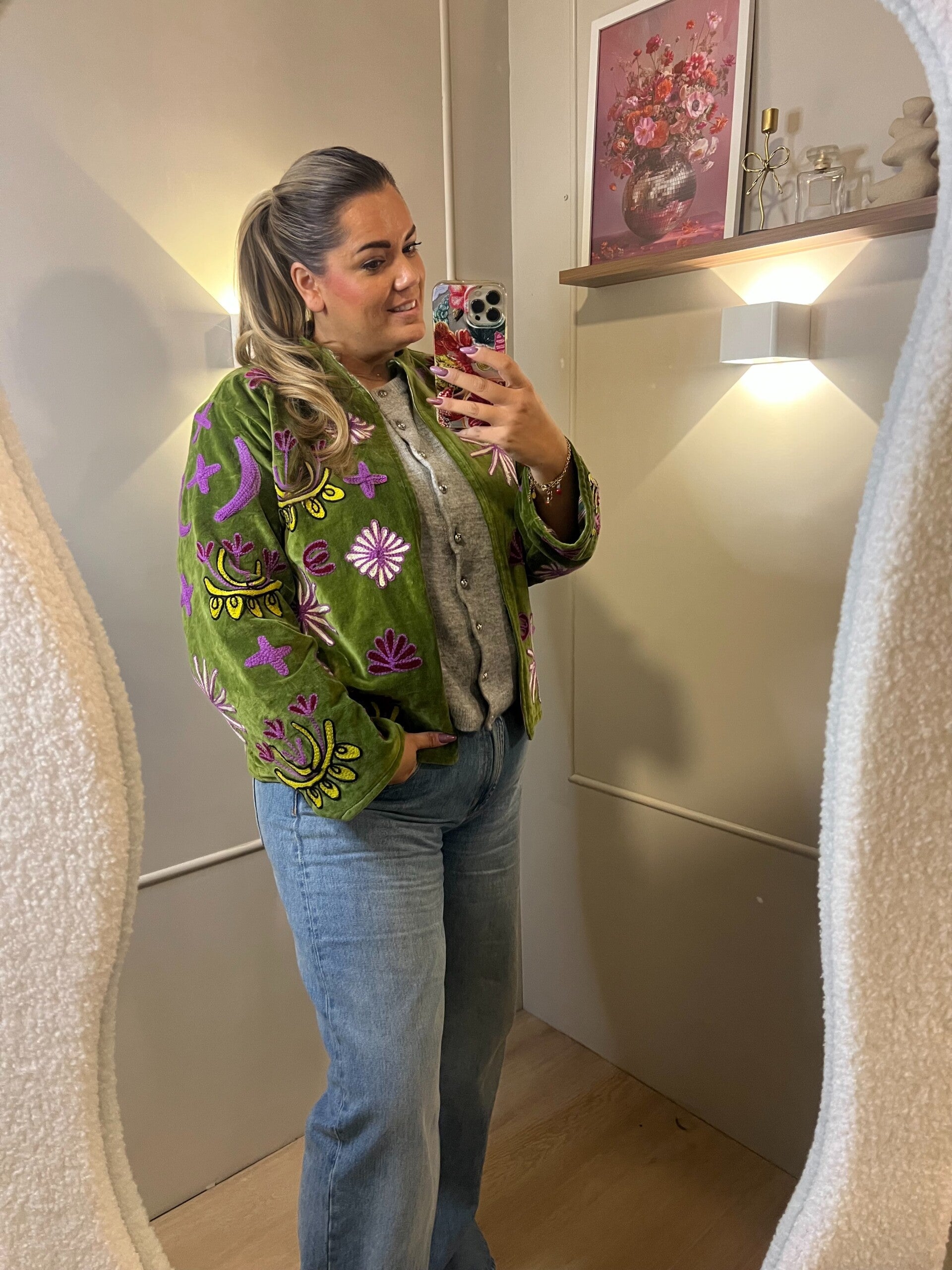 Boho Velvet Jacket Green