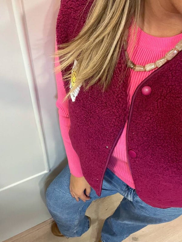 The Pink Teddy Smiley Gilet