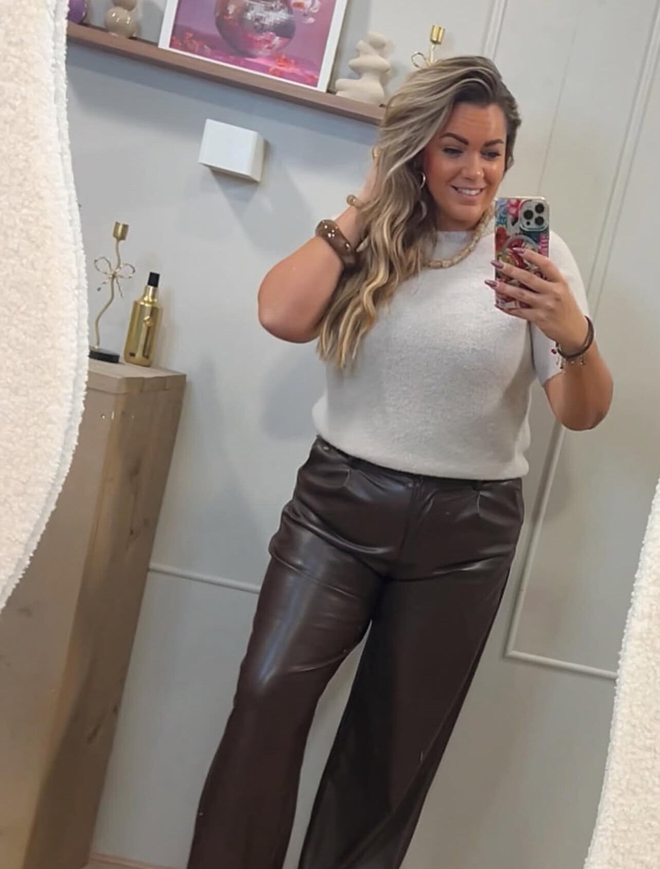 Ambika Leather Gris Brown Pants