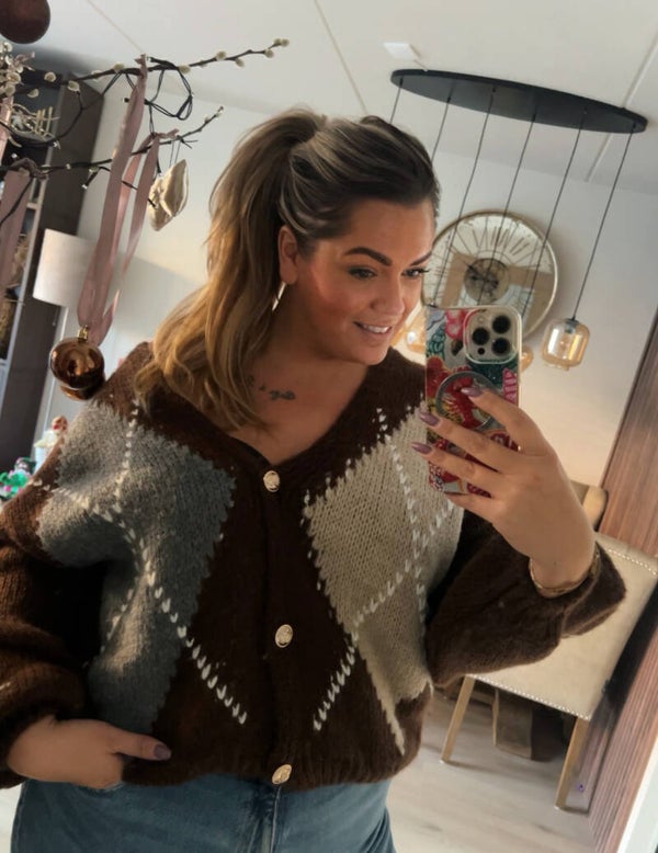 Cosy vest ruit bruin