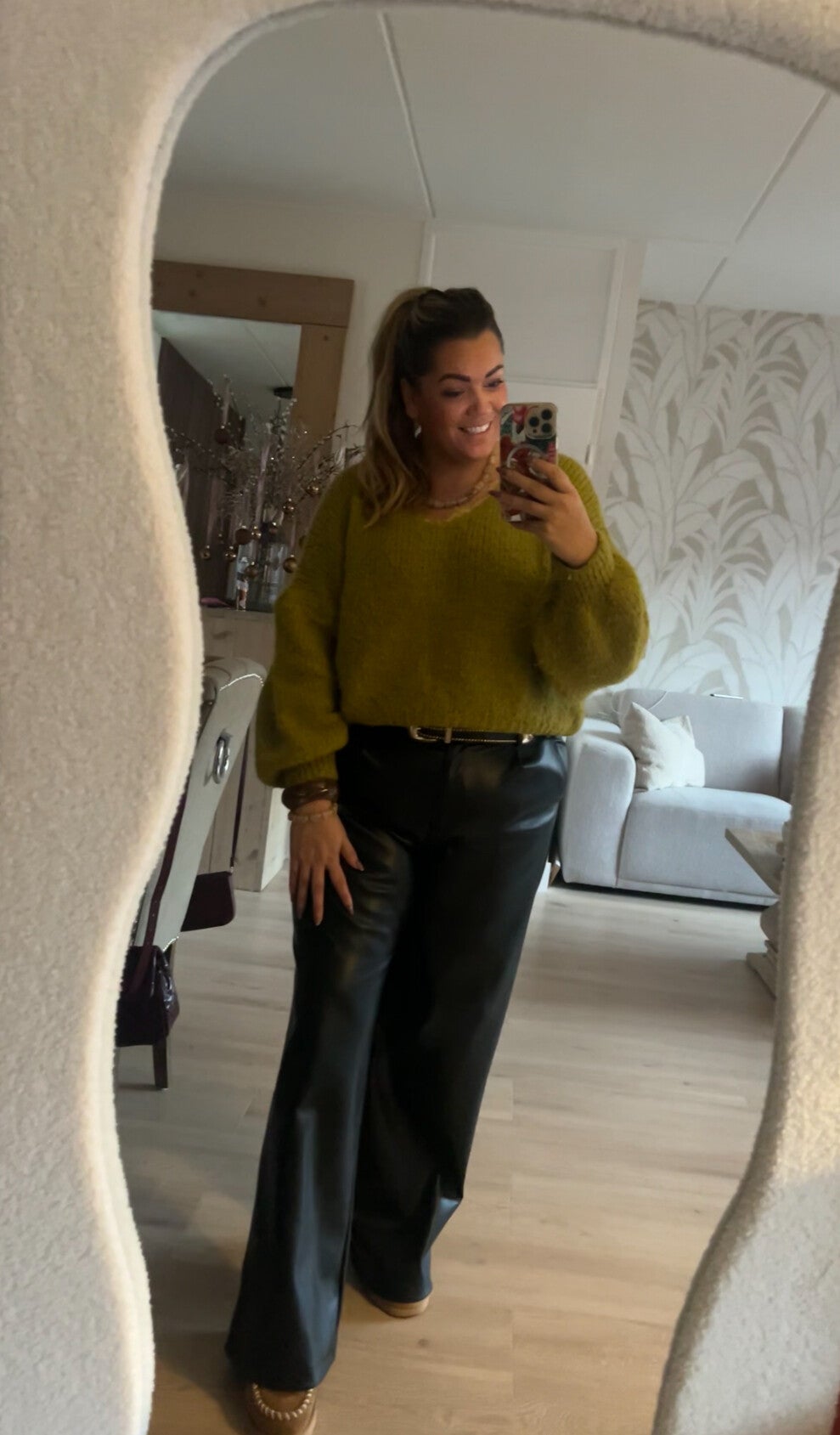 Ambika Leather Gris Black Pants